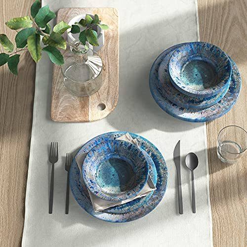 Certified International Radiance Teal Melamine 12 PC Dinnerware Set - Image 4