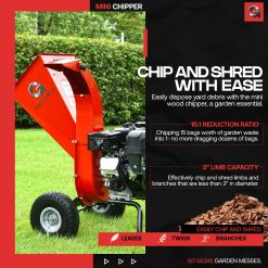 Alternative view of GreatCircleUSA Mini Wood Chipper Shredder Mulcher Ultra Duty 7 HP Gas Powered 3 Inch Max Wood Capacity EPA/CARB Certified Aids in Fire Prevention and Building Firebreaks