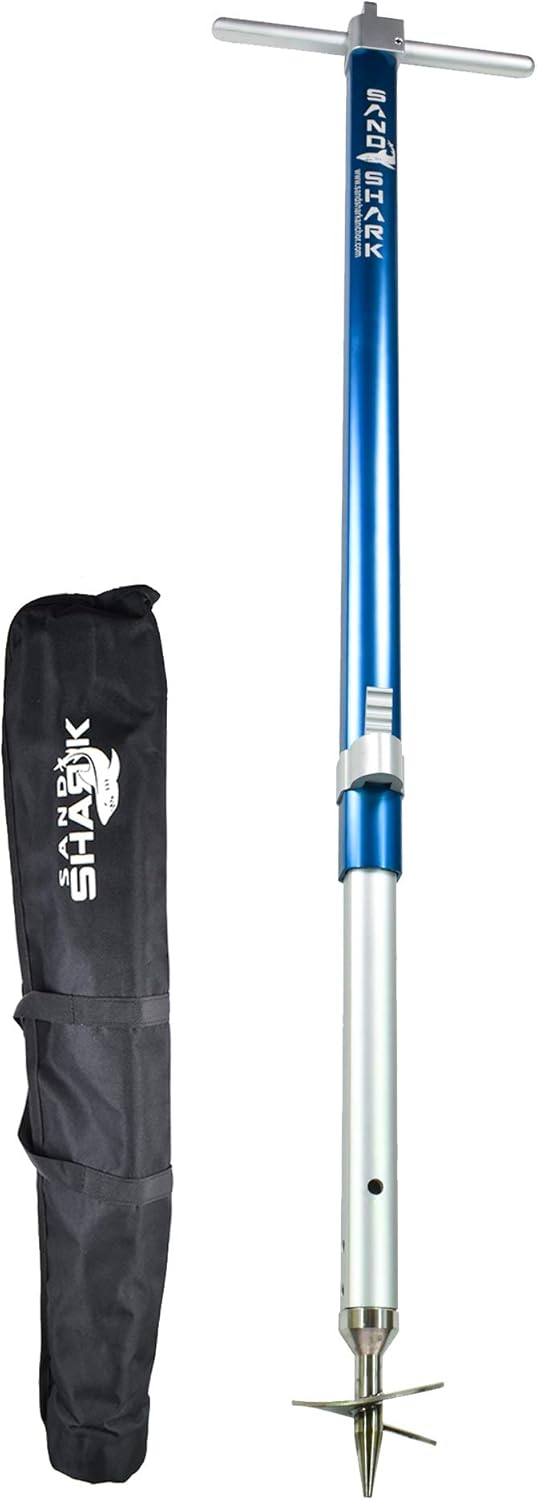 Ultimate XL Boat Sand Anchor by SandShark. Adjustable, Folds Up for Compact Storage. Screw Auger Design Holds & Protects Boats and Pontoons. Secures in Shallow Water, Beach, Sandbar w/Case