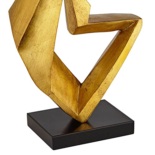 Possini Euro Design Zeus Mid Century Modern Glam Luxury Table Lamp 28.5 Tall Sculptural Gold Leaf Metal Black Fabric Tapered Drum Shade Decor for Living Room Bedroom House Bedside Nightstand Home - Image 6