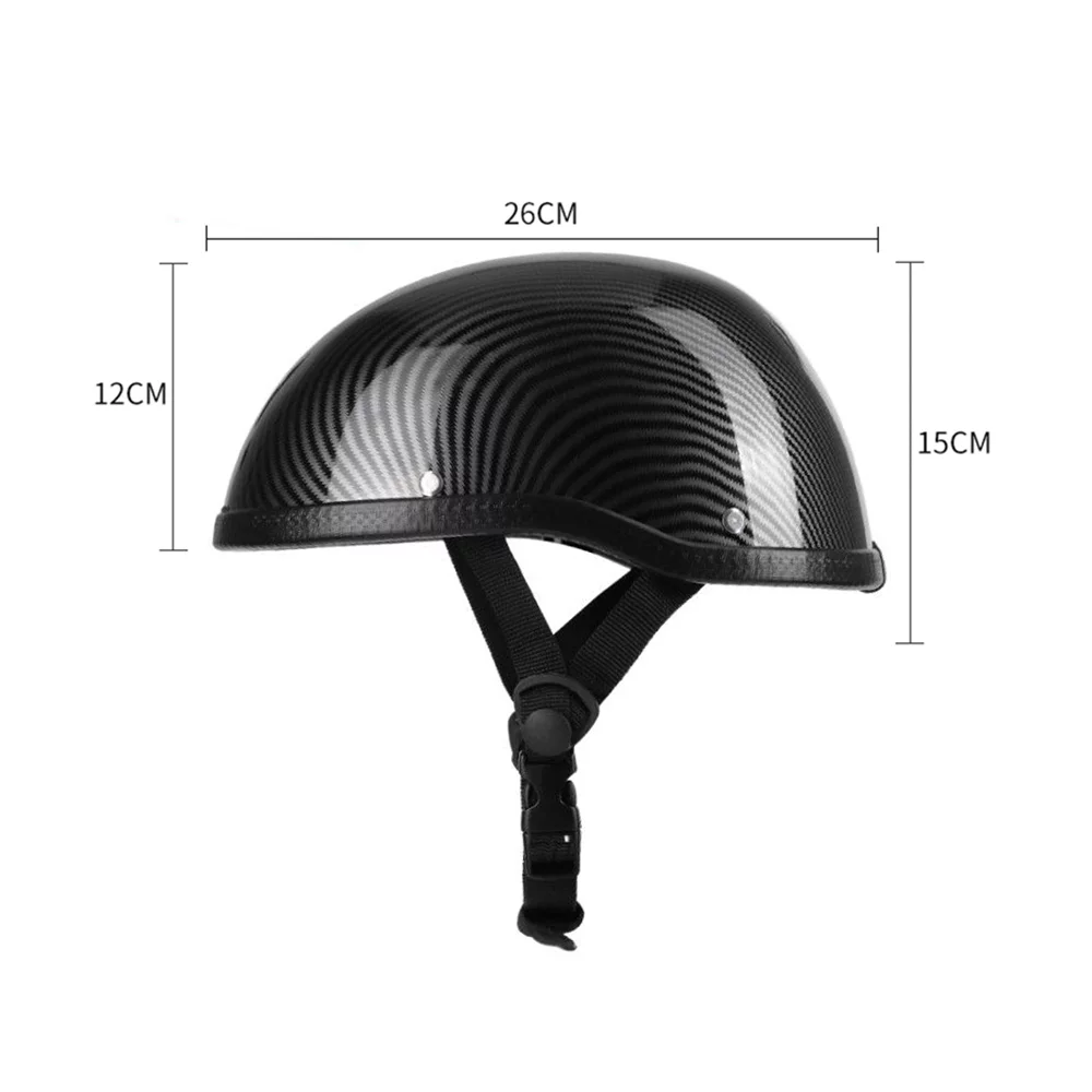 Abody Retro Style Motorcycle Half Helmet ABS+Cotton Cap for Motorcyclist Biker Ridder Carbon striation (One Size)Universal Washable - Image 2