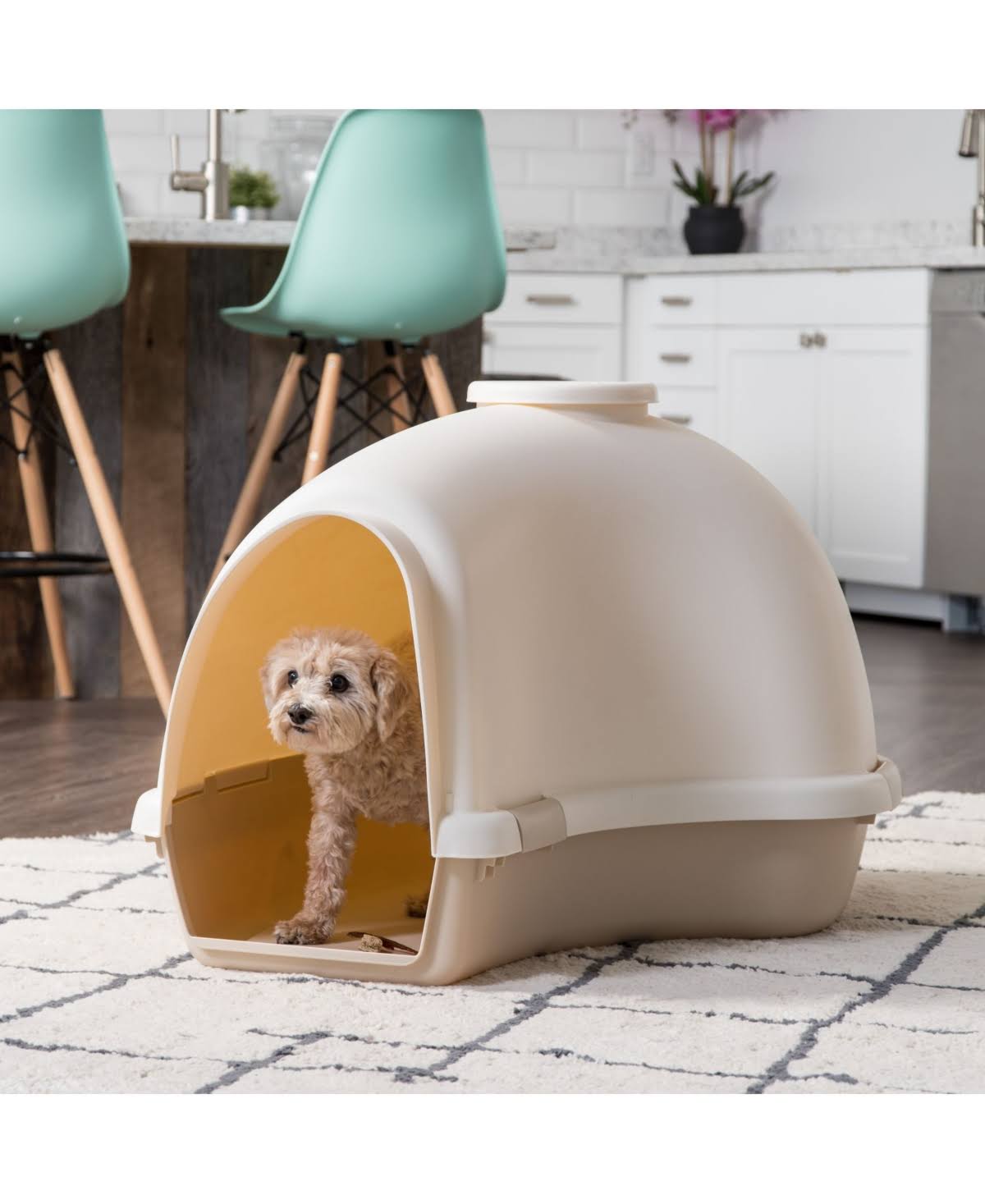 Iris Large Igloo Shaped Dog House, white/almond - Image 6