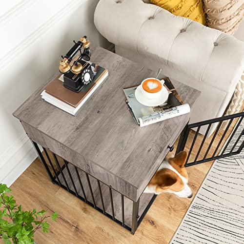 HOOBRO Dog Crate Furniture, Wooden Dog House, Decorative Dog Kennel with Drawer, Indoor Pet Crate End Table for Small Dog, Steel-Tube Puppy Cage, Chew-Proof, Greige BG01GW03 - Image 13