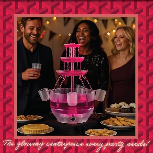 Kusini Drink Fountain for Parties – 1.5 Gal, 3 Tier Punch Bowl Champagne Tower, LED Base, 4 Reusable Cups – Drink Tower Machine for Soda, Juice, Mimosa, Pani Puri Fountain for Party Hosting Supplies - Image 7