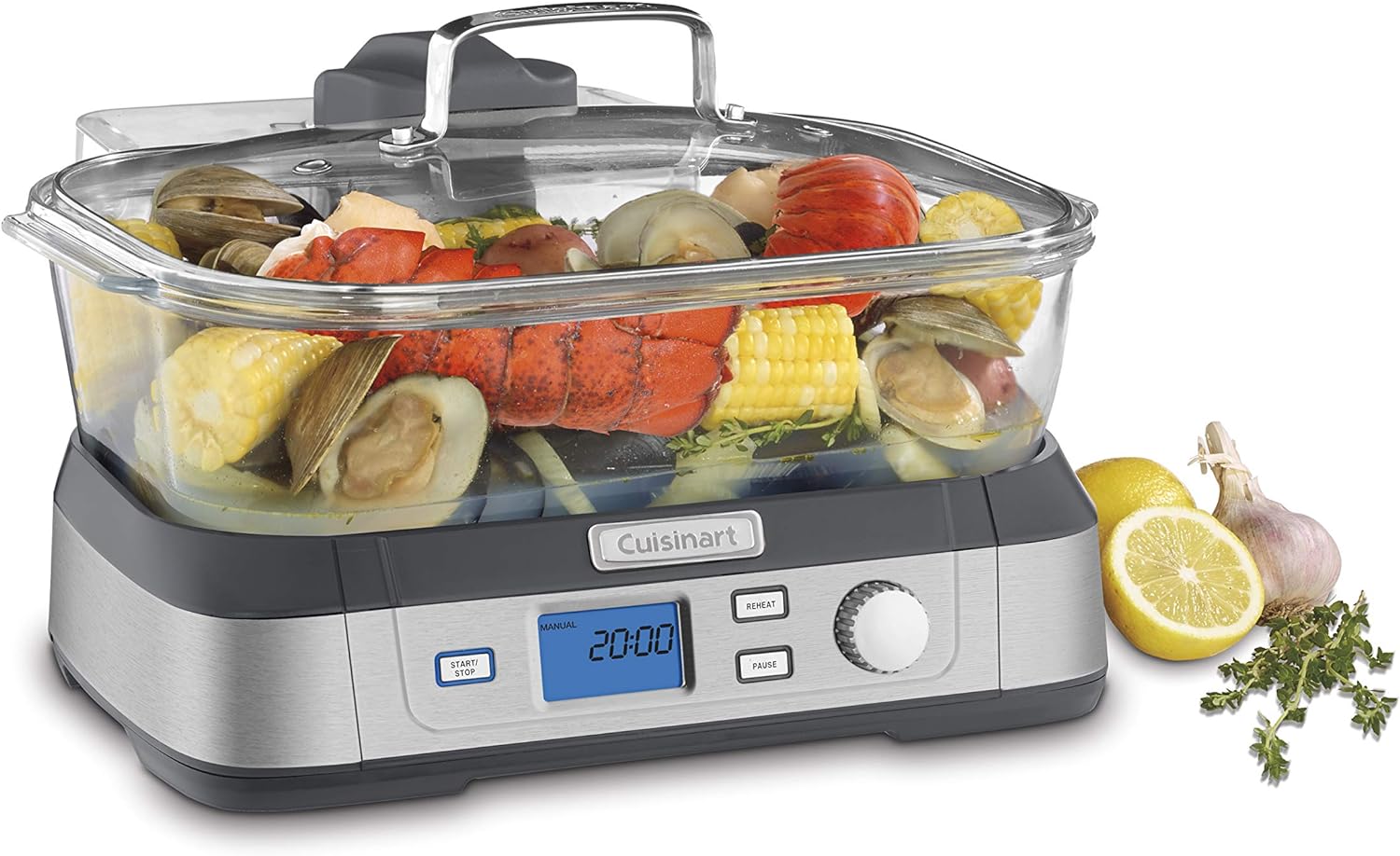 Cuisinart Digital Glass Steamer, One Size, Stainless Steel