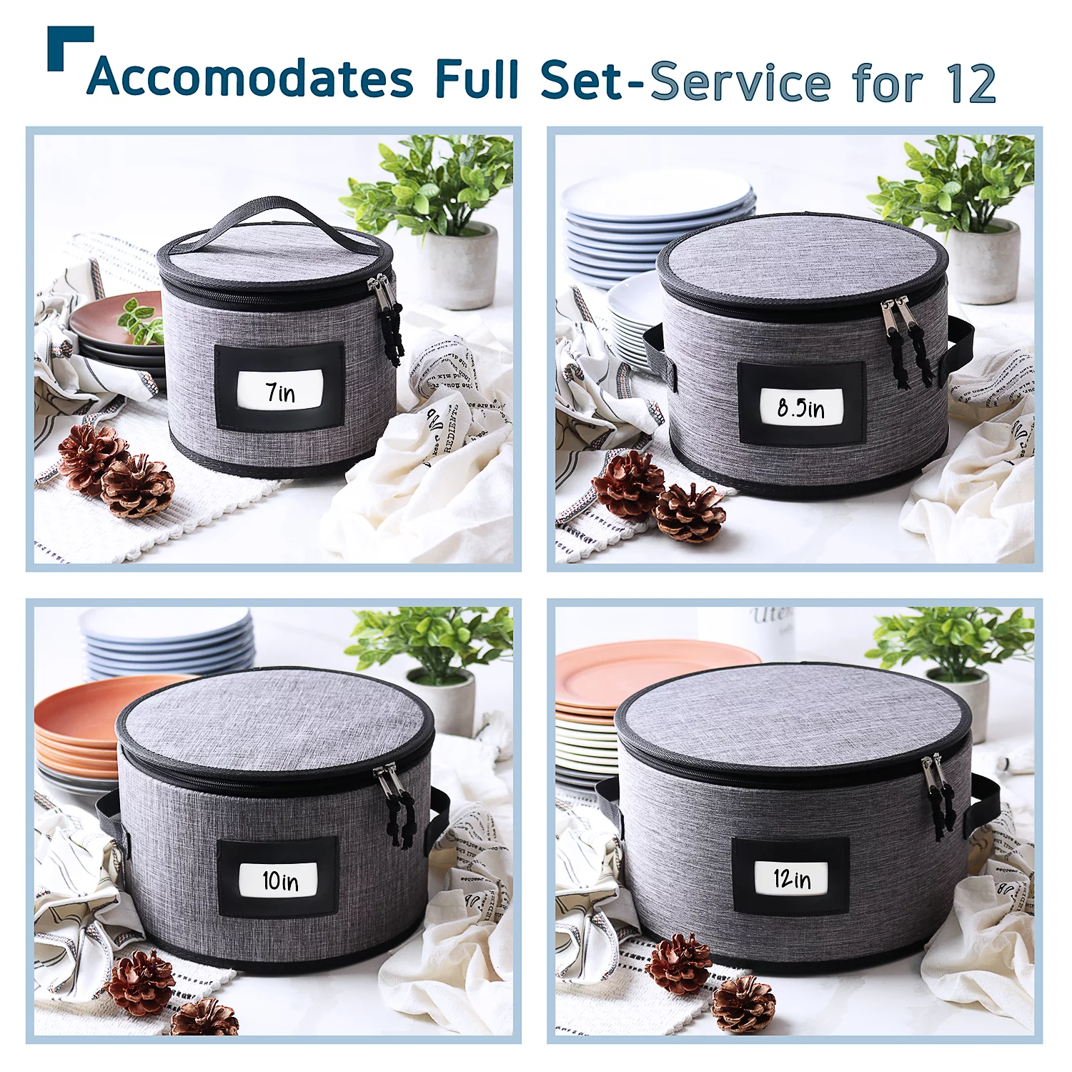 StorageBud Dinnerware Storage Container Set for Plate, Cup, Flatware, Stemware, & Platter Sets- Gray ( 8pc) - Image 2