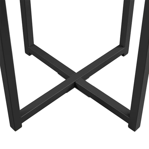 Yaheetech Faux Marble Side Table, 16in End Table Modern Accent Sofa Table w/X-Based, Round Tabletop, Sturdy Metal Legs for Living Room, Black - Image 27
