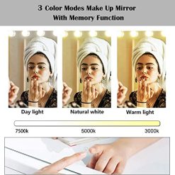Alternative view of Zdorzi 31.5x 23.6 Vanity Mirror Makeup Mirror with Lights,Large Hollywood Lighted Vanity Mirror with 18 Dimmable LED Bulbs,3 Color Modes,Touch Control for Dressing Room & Bedroom,Wall-Mounted,White