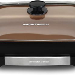 Hamilton Beach Durathon Ceramic Electric Skillet with Removable 12×15?? Pan, Adjustable Temperature, Reversible Design, Tempered Glass Lid (38529K)