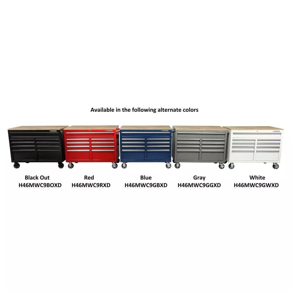 Husky 46 in. W x 24 in. D 9-Drawer Gloss Black Deep Tool Chest Mobile Workbench - Image 7
