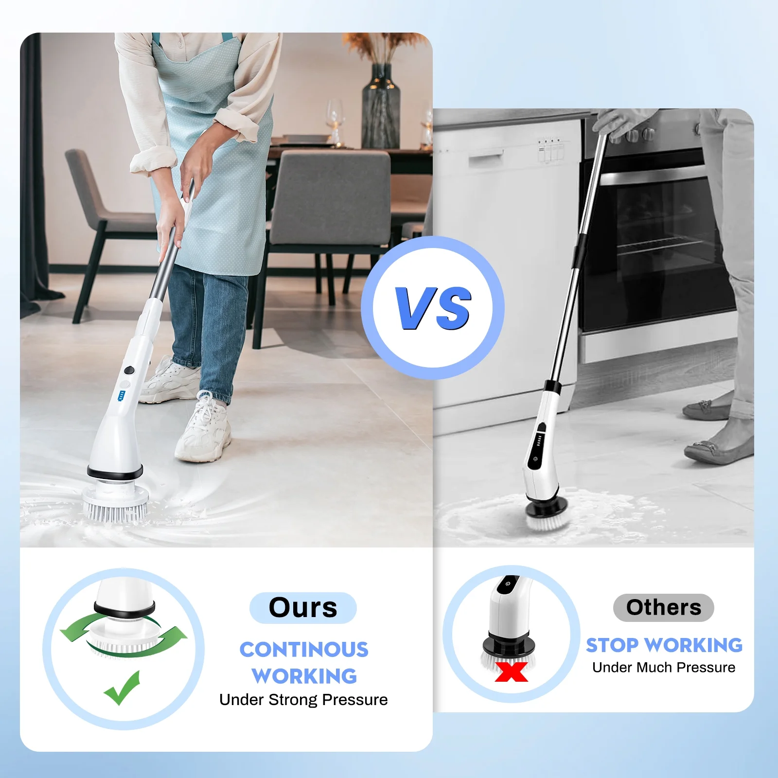 VAVSEA Electric Spin Scrubber,Cleaning Brush for Bathroom,1.5H 300RPM Shower Scrubber Kit for Floor Tile Bathtub,51 inch - Image 5