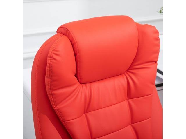 HOMCOM Reclining PU Leather Executive Home Office Chair with Footrest – Red - Image 9