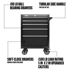 Alternative view of 2000 Series 26.5-in W x 37.5-in H 5-Drawer Steel Rolling Tool Cabinet (Black)