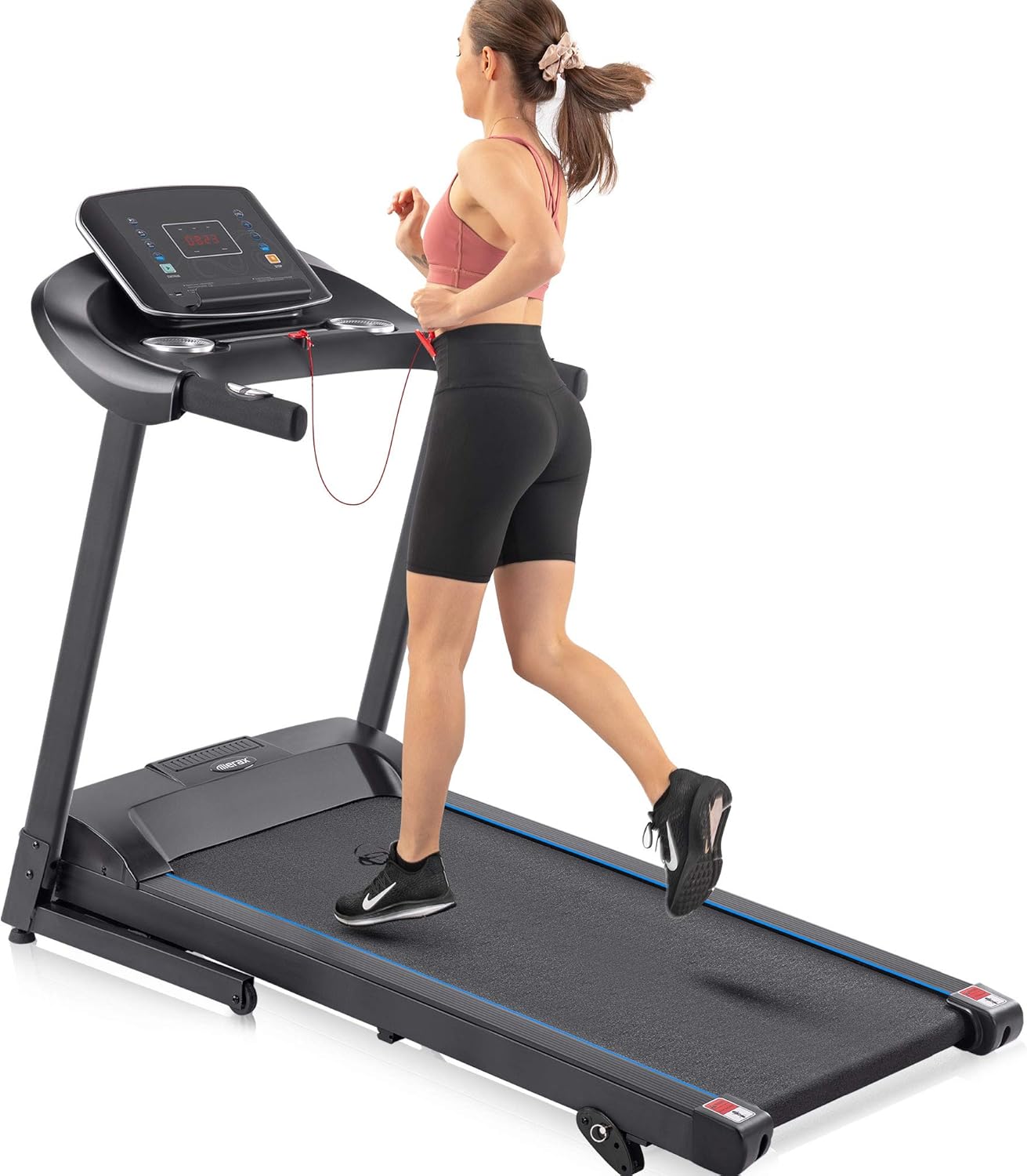 Merax Folding Treadmill for Home, 3.5HP Electric Motorized Running Machine with 10MPH Speed, Large Running Surface, 12 Programs, Speakers, Incline, LCD and Pulse Monitor for Running Walking