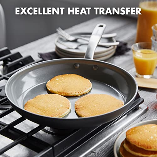 GreenPan Chatham Hard Anodized Healthy Ceramic Nonstick, 12 Frying Pan Skillet with Lid, PFAS-Free, Dishwasher Safe, Oven Safe, Gray - Image 3