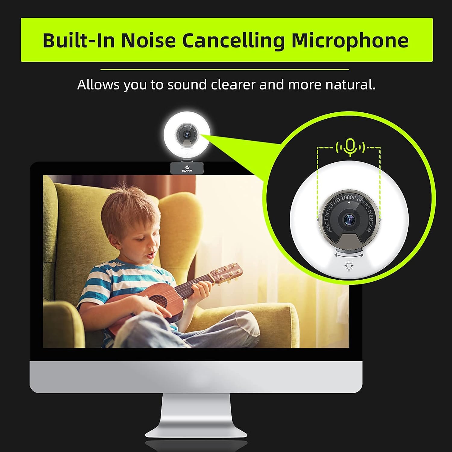 NexiGo N960E 1080P 60FPS Webcam with Light, Software Included, Fast AutoFocus, Built-in Privacy Cover, USB Web Camera, Dual Stereo Microphone, for Zoom Meeting Skype Teams Twitch - Image 6