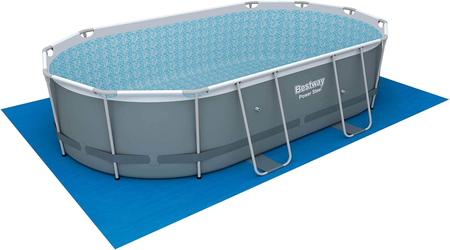 Bestway 56655E Power Steel 16ft x 10ft x 42in Outdoor Oval Frame Above Ground Swimming Pool Set with 1000 GPH Cartridge Filter Pump, Ladder, and Cover - Image 6