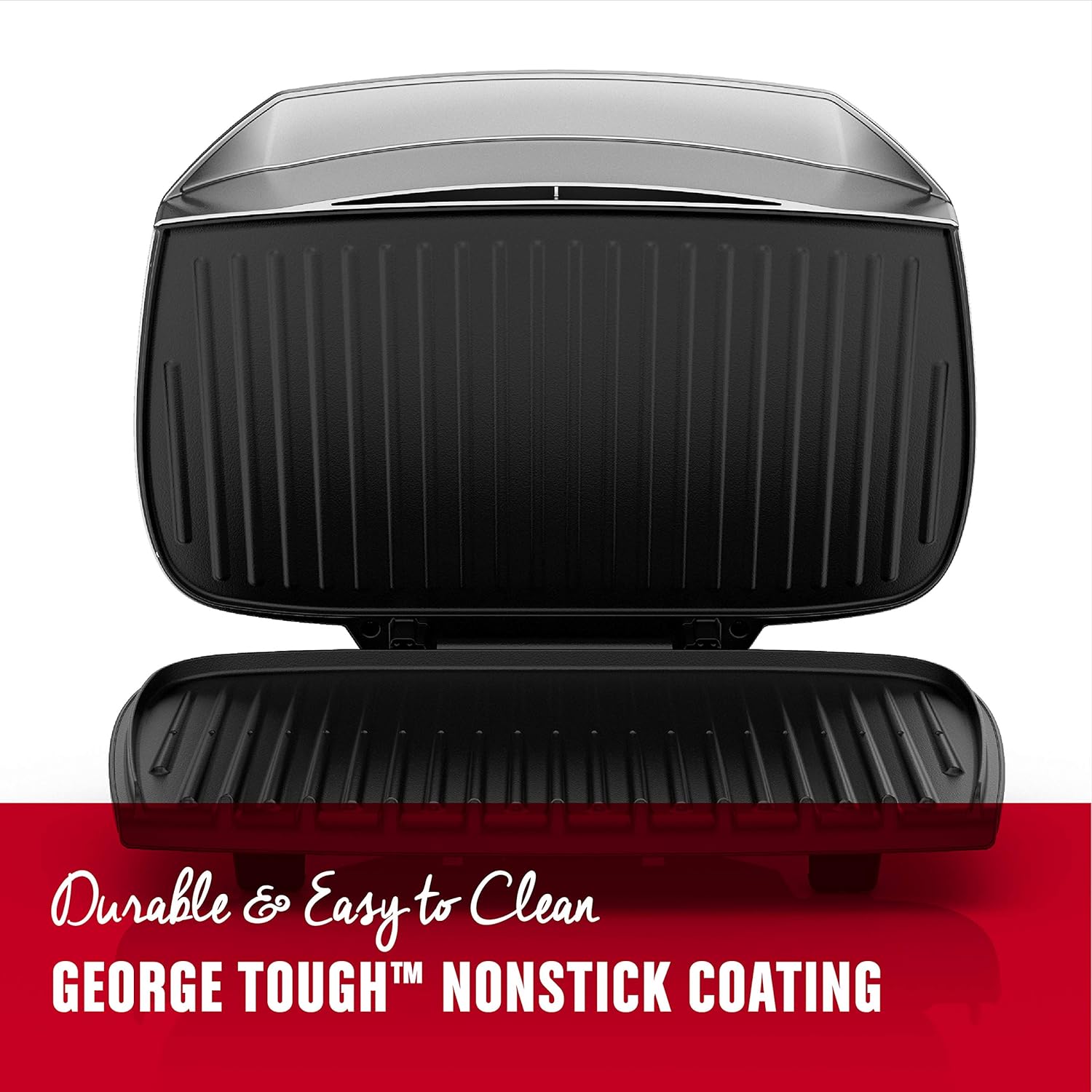 George Foreman 9-Serving Basic Plate Electric Grill and Panini Press, 144-Square-Inch, Platinum, GR2144P - Image 3