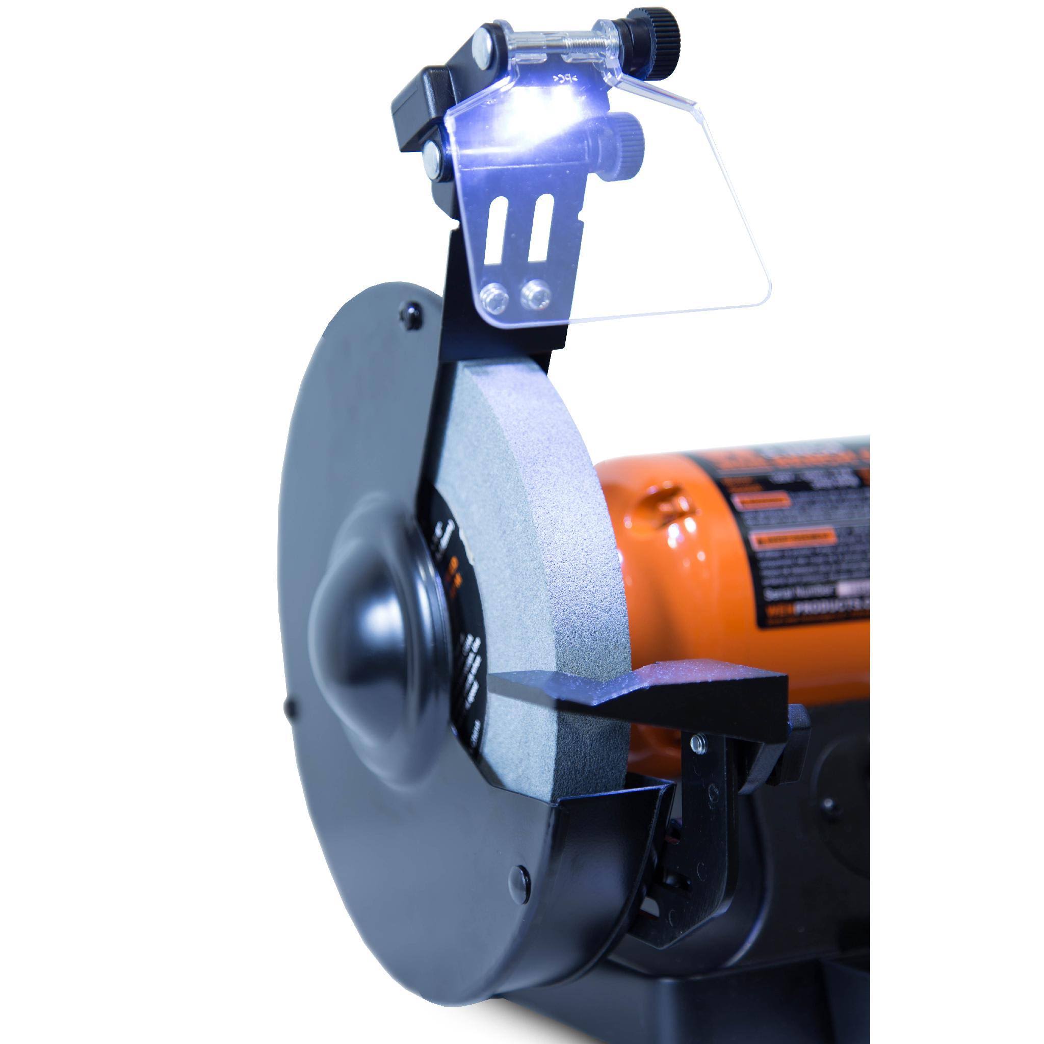 Wen 4282 4.8-Amp 8×22 Bench Grinder with LED Work Lights and Quenching Tray - Image 3