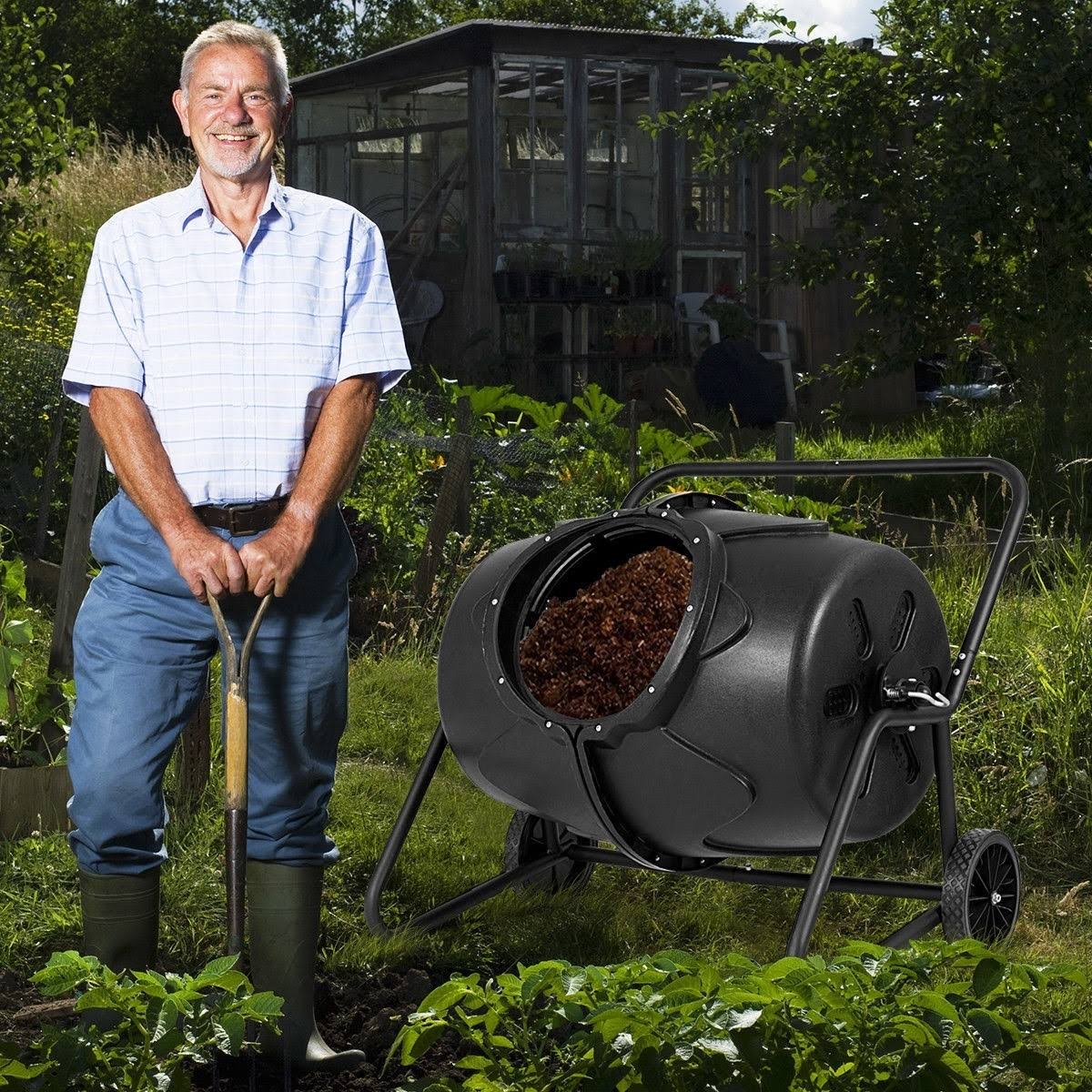 Costway 50 Gallon Wheeled Compost Tumbler Garden Waste Bin - Image 10