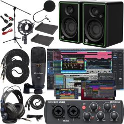 Presonus AudioBox 96 Studio Audio Interface with Creative Software Kit and Studio Bundle and CR5-X Pair Studio Monitors with Isolation Pads with and 1/4 Cables