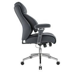 Realspace Modern Comfort Series Keera Bonded Leather Mid-Back Chair, Gray/Chrome, Silver