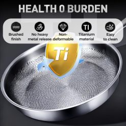 Alternative view of Titanium Hammered Pan Pro with Lid, 2025 New Multifunctional Ultra-Durable Scratch-Resistant Non Stick, 12 Pure Titaniums Pro Pans for Cook, Titanium Frying Pan for All Stovetops (11.81in, With Lid)