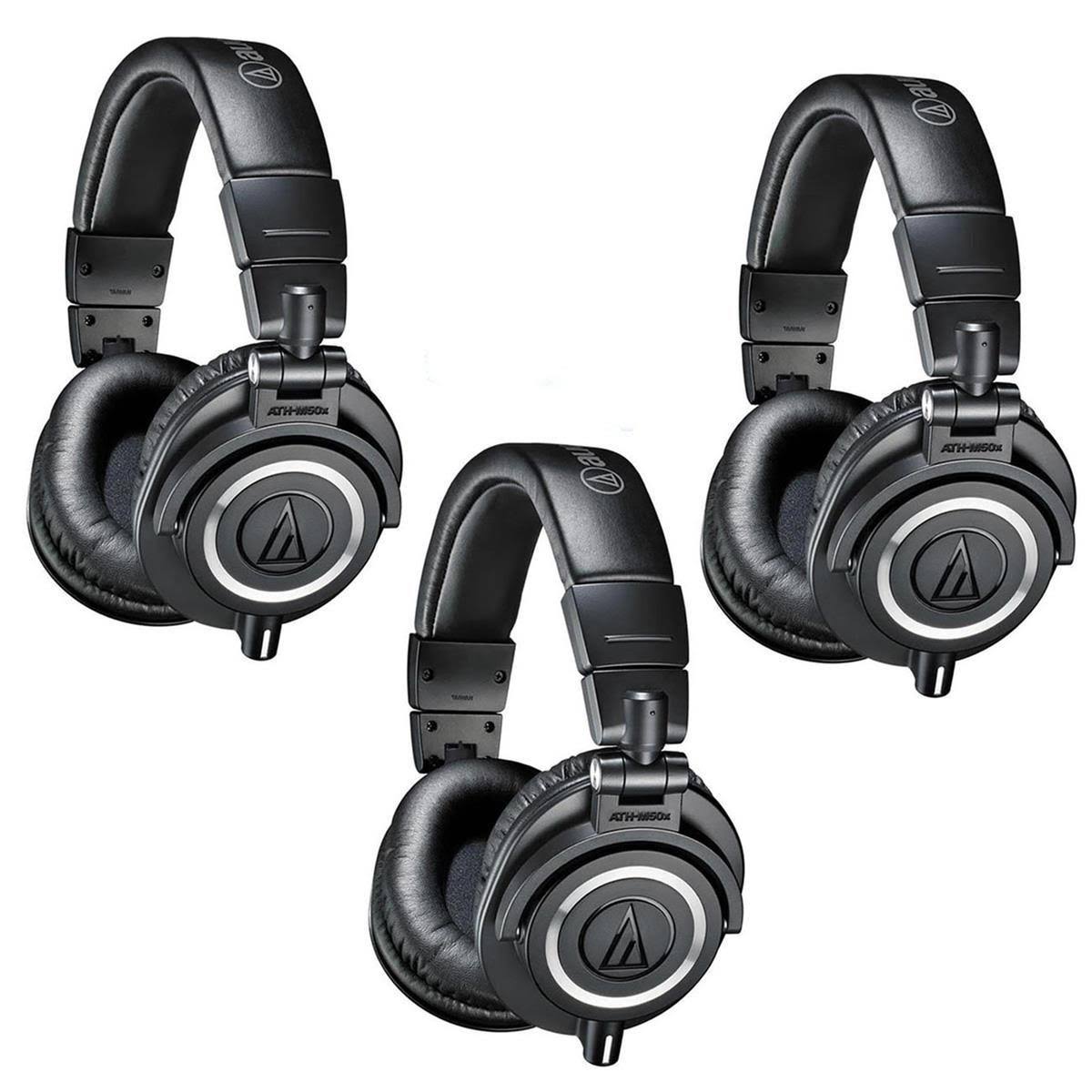 Audio-Technica ATH-M50x Professional Monitor Headphones, Black, 3 Pack