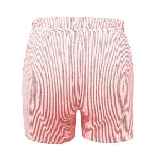 Elastic Waisted Pants for Women Plaid Color Block Pants Summer Beach Shorts Loose Fit Short Pants Comfy Casual Pants - Image 3