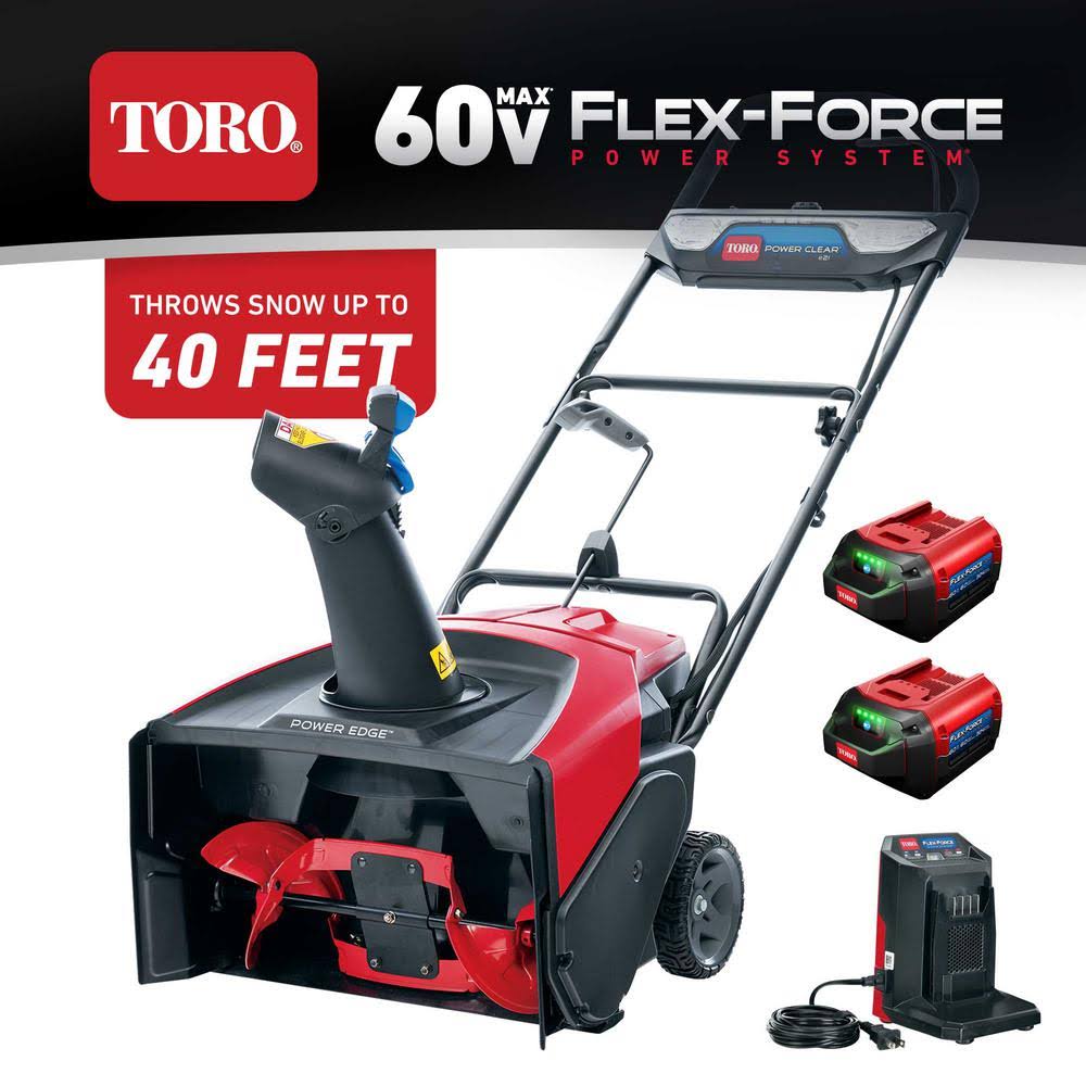Toro 60V E21 Cordless Snow Blower Power Clear 2 * 6.0Ah Battery (39902) - Image 3