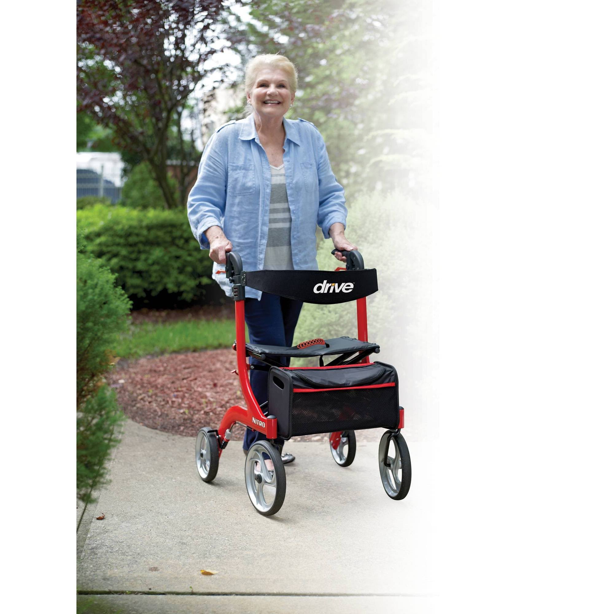 Drive Medical Nitro Euro Style Rollator Walker (Red) - Image 8