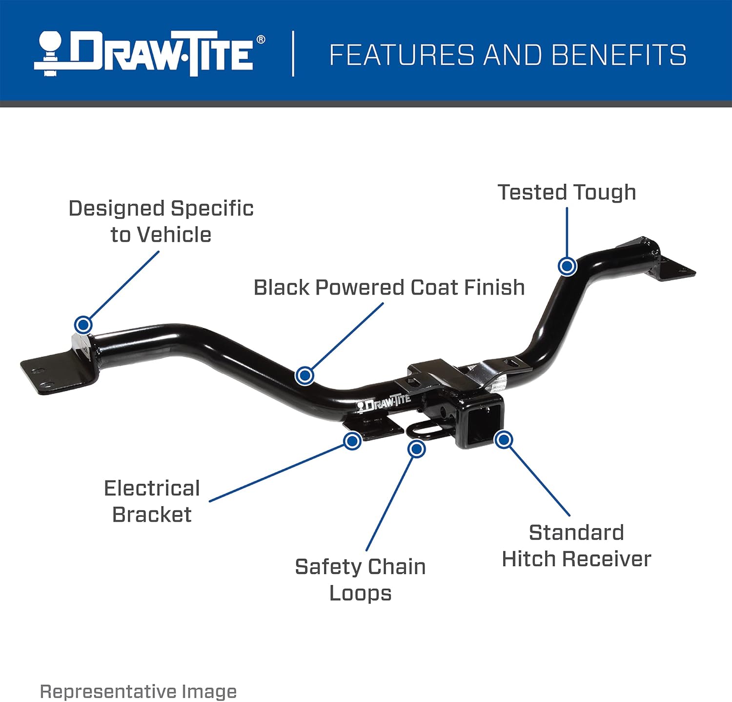 Draw-Tite 76016 Class 4 Trailer Hitch, 2 Inch Receiver, Black, Compatible with 2014-2018 Chevrolet Silverado 1500, 2014-2018 GMC Sierra 1500 - Image 5