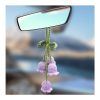Car Mirror Rear View Mirror Convallaria Accessories, Cute Car Rear View Mirror Hanging Daisy Decorative Charms, Universal Handmade Daisy Aesthetic Ornament for Most Vehicles (Purple)