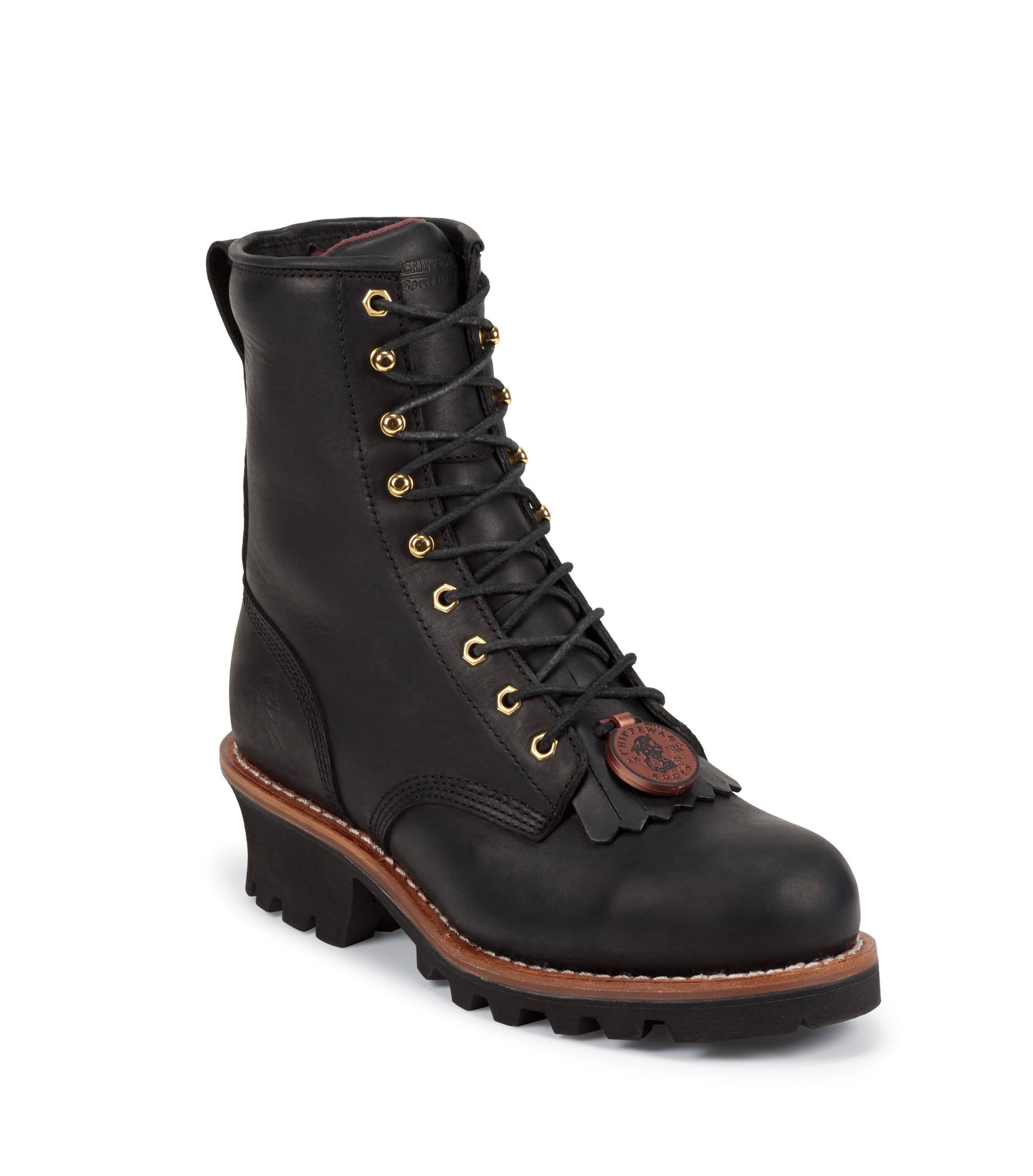 Chippewa Men’s 8-Inch Black Steel Toe EH Logger Boots