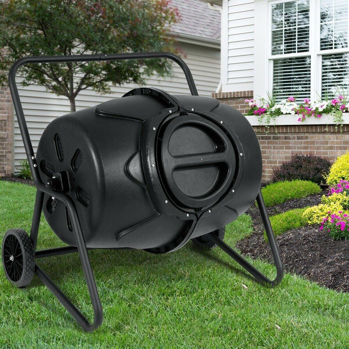Costway 50 Gallon Wheeled Compost Tumbler Garden Waste Bin - Image 3