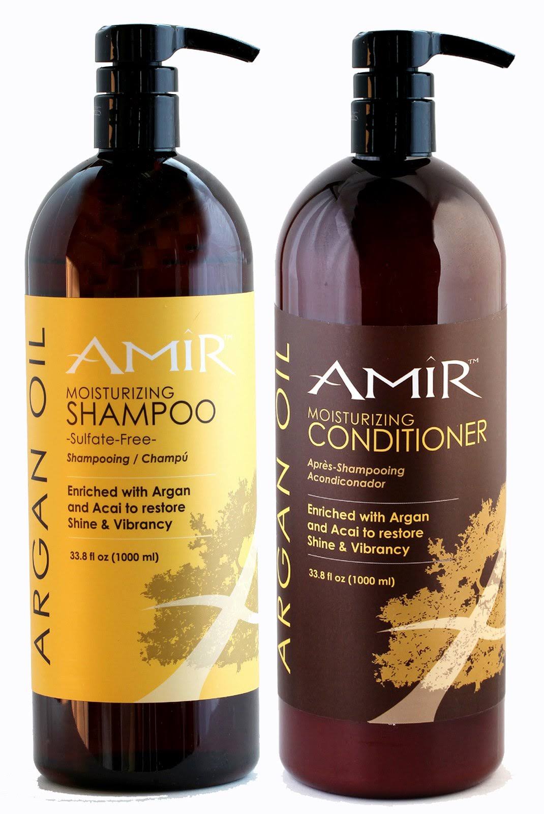 Amir Argan Oil Sulfate Free 33.8-ounce Shampoo and Argan Oil 33.8-ounce Conditioner Set