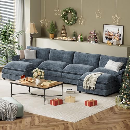 YESHOMY Sectional Modular Sofa U Shaped Chenille Fabric Couch with High Supportive & Soft Sponges and Removable Ottoman, Sleeper Comfy Upholstered Furniture for Living Room, Grey - Image 35