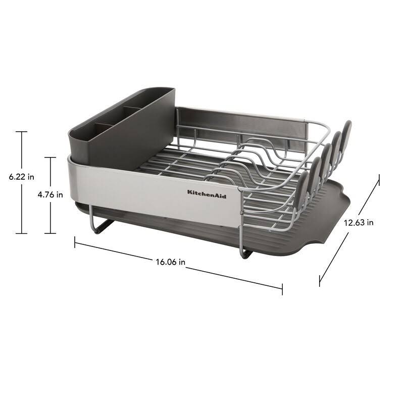 KitchenAid Compact Stainless Steel Dish Rack, 16.06-Inch, Black - Image 4