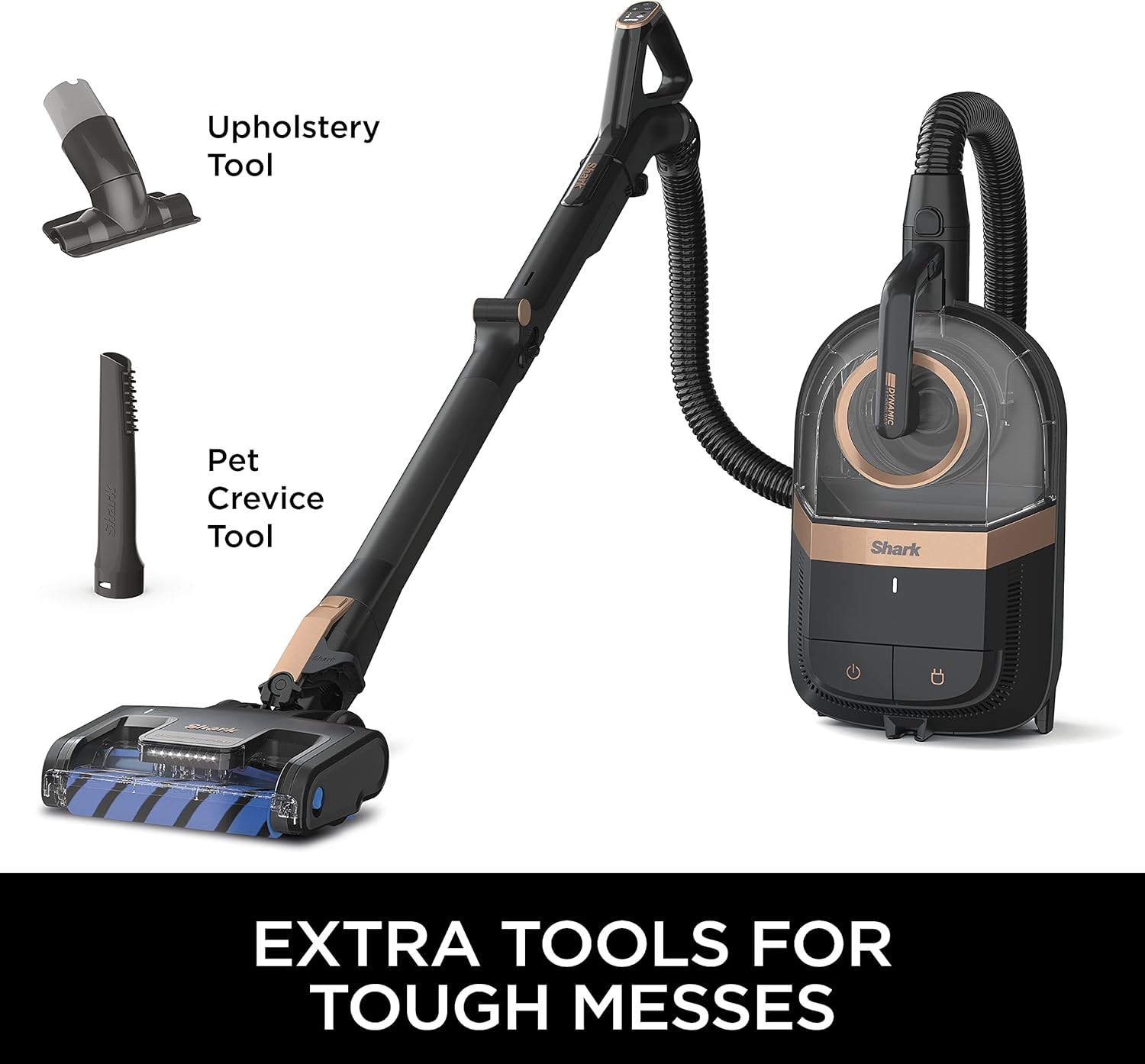 Shark CZ2001 Canister Vacuum Vertex Bagless Corded with Self-Cleaning Brushroll & DuoClean PowerFins, Black/Copper, Placeholder - Image 9