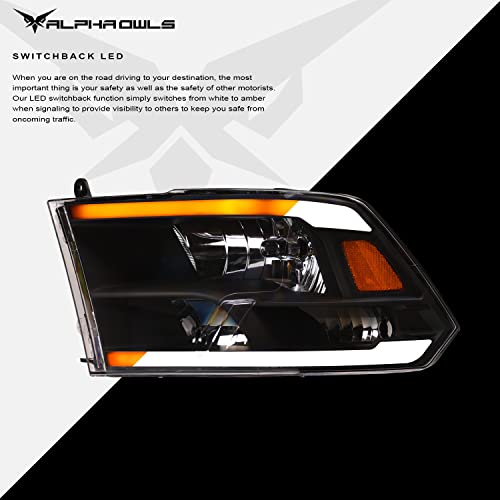 Alpha Owls 8710401 Crystal Headlights With Switchback Sequential LED Light Bar & Startup Light – Black Amber Fits 2009-2018 Dodge Ram 1500 2500 3500/2019-2023 Classic Halogen Models - Image 41