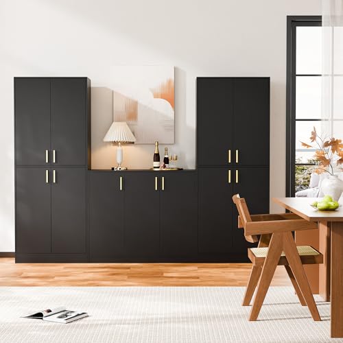Cozy Castle Kitchen Pantry Cabinet, 71 Tall Wood Storage Cabinet with Doors and Shelves 4 Doors Freestanding Cupboard Utility Hutch for Dining Room Living Room Bathroom Furniture, Gray - Image 25