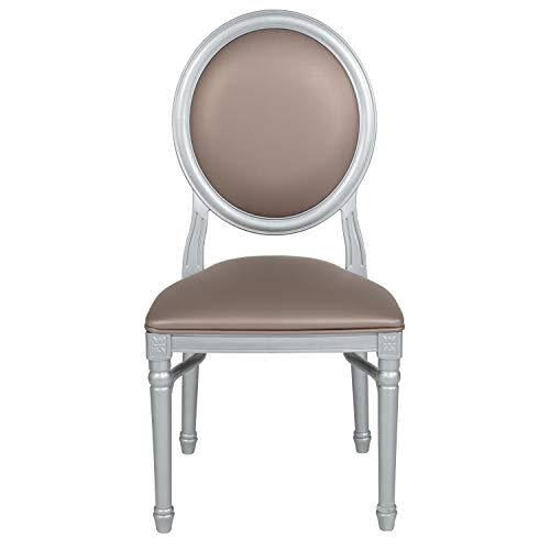 Flash Furniture 2 Pk. Hercules Series 900 lb. Capacity King Louis Chair with Taupe Vinyl Back and Seat and Silver Frame - Image 5