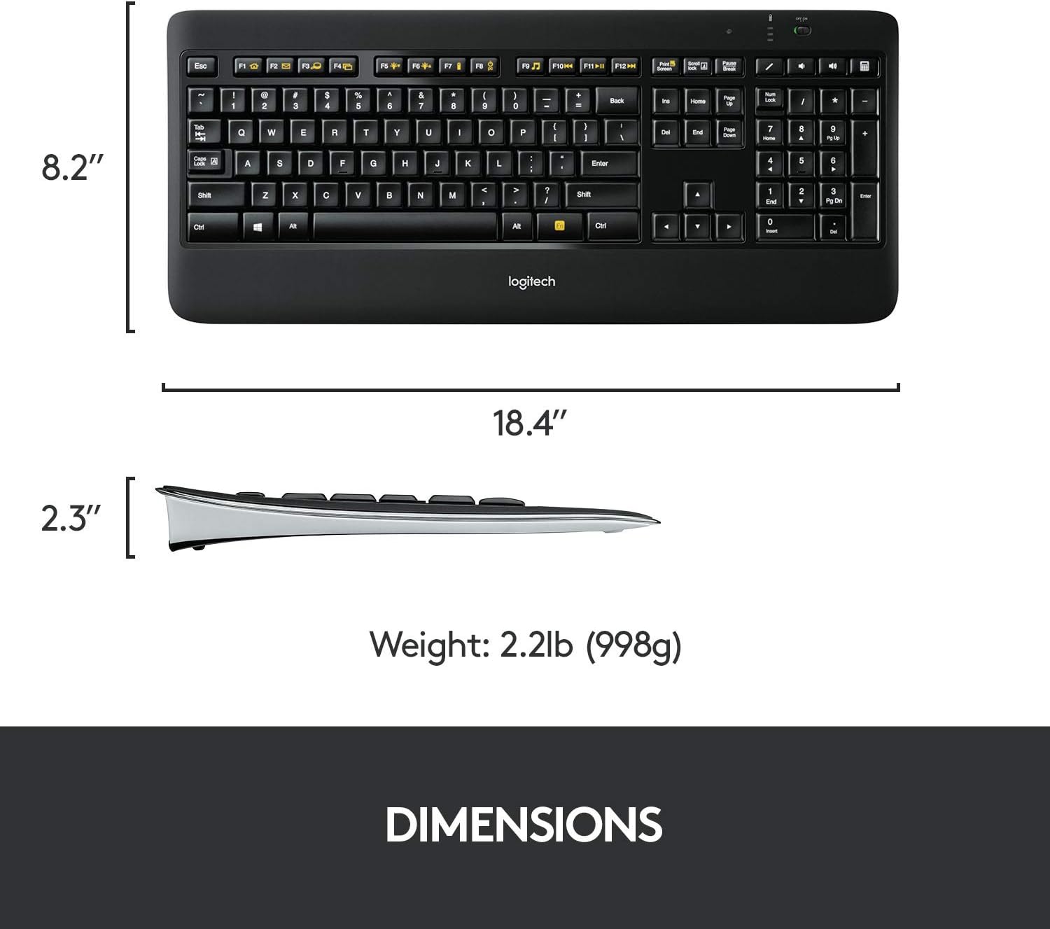 Logitech K800 Wireless Illuminated Keyboard ?? Backlit Keyboard, Fast-Charging, Dropout-Free 2.4GHz Connection - Image 7
