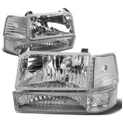 Alternative view of DNA Motoring for 92-96 Ford F150/F250/F350/Bronco 6pcs Headlight+Corner/Side Marker Lamps Chrome/Clear 5 Gen 93 94 95 Left+Right