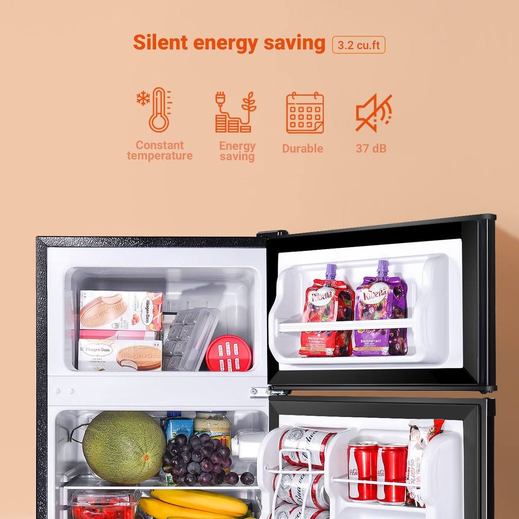 Tacklife Mini Fridge with Freezer 3.1 Cu.ft, Compact Refrigerator 2 Door Low Noise, Energy Saving, LED INSIDE, Upright Fridge fo - Image 4