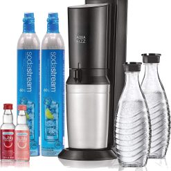 SodaStream Aqua Fizz Sparkling Water Machine (Black) with Co2 & Glass Carafes