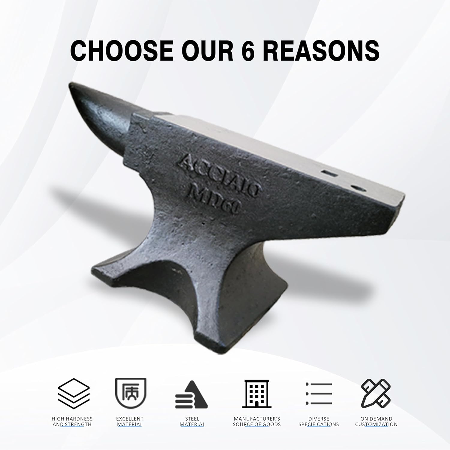 Cast Steel Anvil, 132Lbs High Hardness Rugged Single Horn Anvil, Large Countertop and Stable Base, with Round and Square Hole, Metalsmith Tool for Bending and Shaping - Image 3