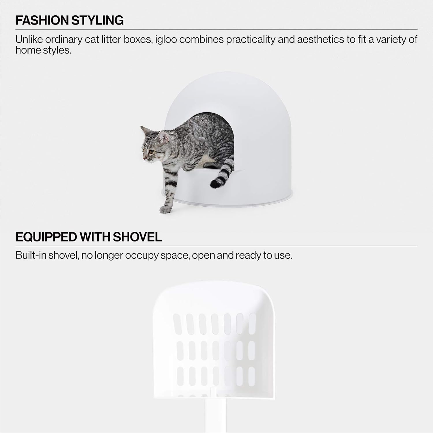 pidan Igloo Cat Litter Box Dome Litter Box Extra Large Igloo Litter Box Dog Proof Kitty Litter Box Furniture with Modern Minimalist Design, Litter Box Furniture Dot Design Award 2016 - Image 5