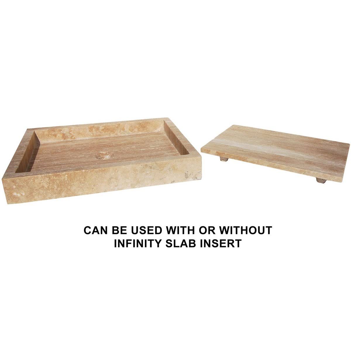 Eden Bath Rectangular Infinity Pool Sink – Honed Beige Travertine - Image 10
