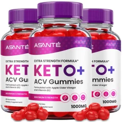 (3 Pack) Asante Keto ACV Gummies for Weight Loss Apple Cider Vinegar Vitamin B12 (180 Gummies)